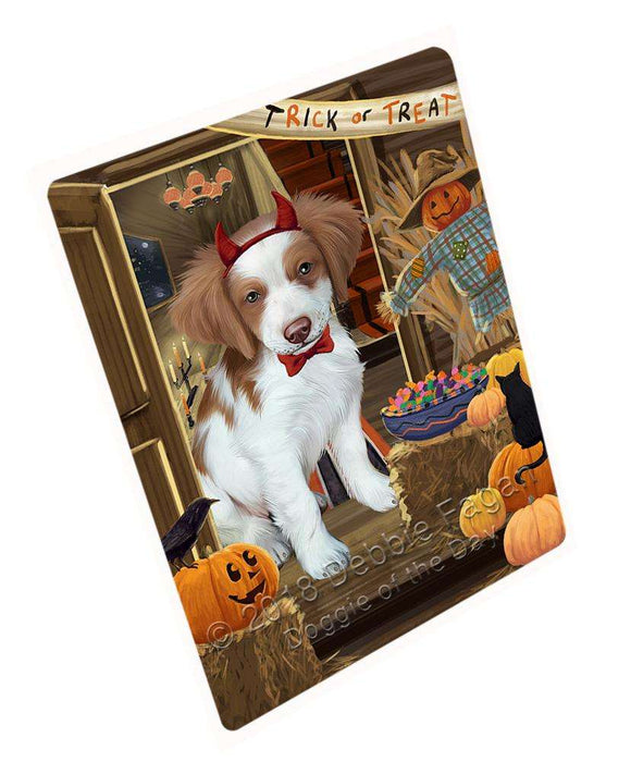 Enter at Own Risk Trick or Treat Halloween Brittany Spaniel Dog Cutting Board C63585
