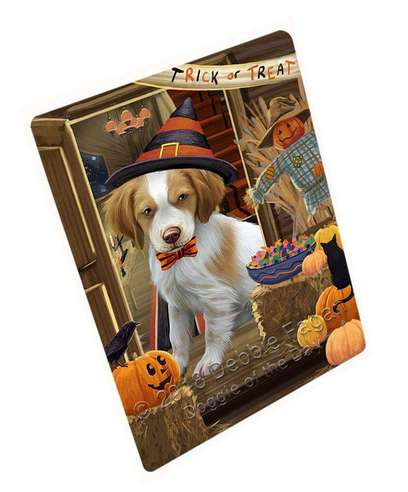 Enter at Own Risk Trick or Treat Halloween Brittany Spaniel Dog Cutting Board C63588