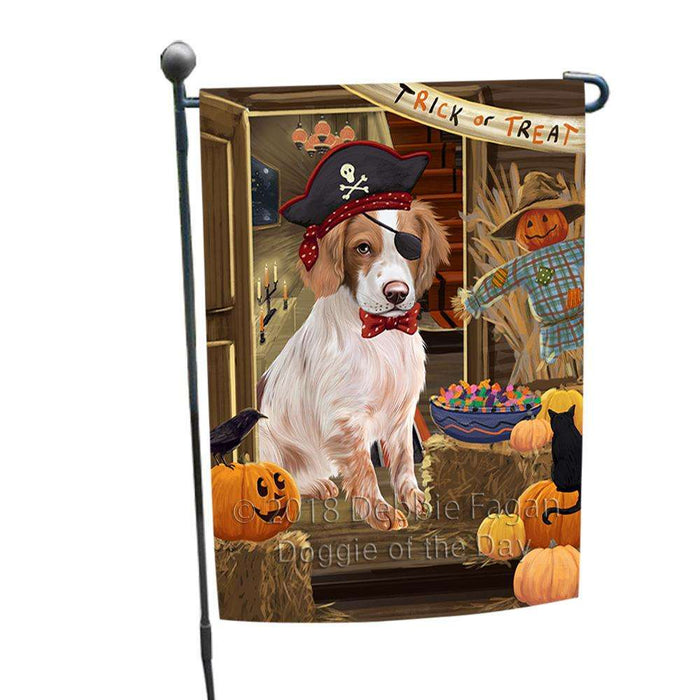 Enter at Own Risk Trick or Treat Halloween Brittany Spaniel Dog Garden Flag GFLG53108