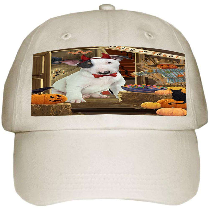 Enter at Own Risk Trick or Treat Halloween Bull Terrier Dog Ball Hat Cap HAT62889