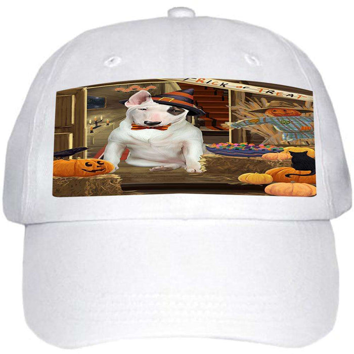 Enter at Own Risk Trick or Treat Halloween Bull Terrier Dog Ball Hat Cap HAT62892