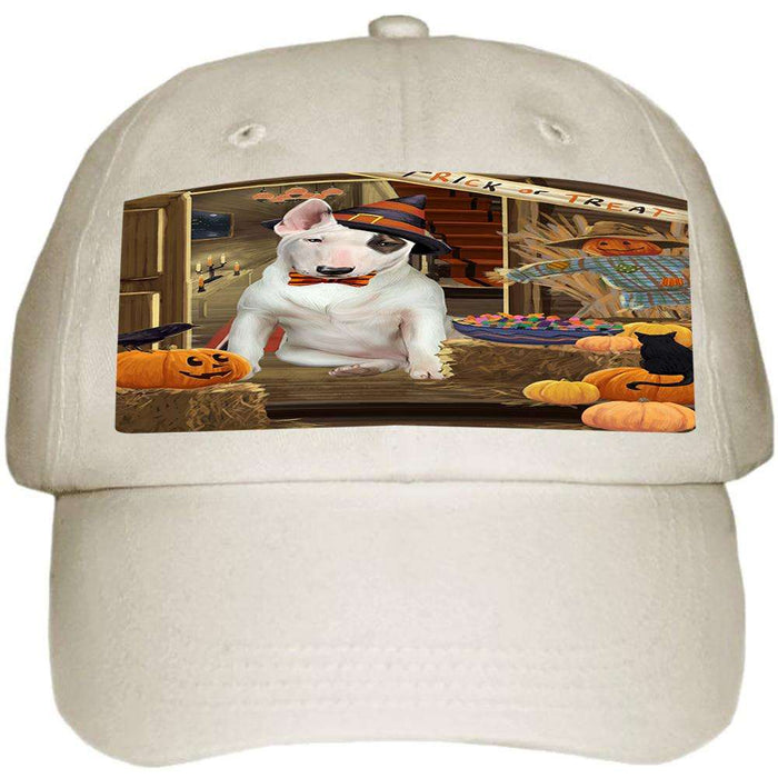 Enter at Own Risk Trick or Treat Halloween Bull Terrier Dog Ball Hat Cap HAT62892