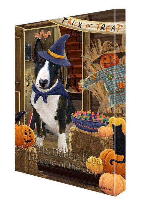 Enter at Own Risk Trick or Treat Halloween Bull Terrier Dog Canvas Print Wall Art Décor CVS95291