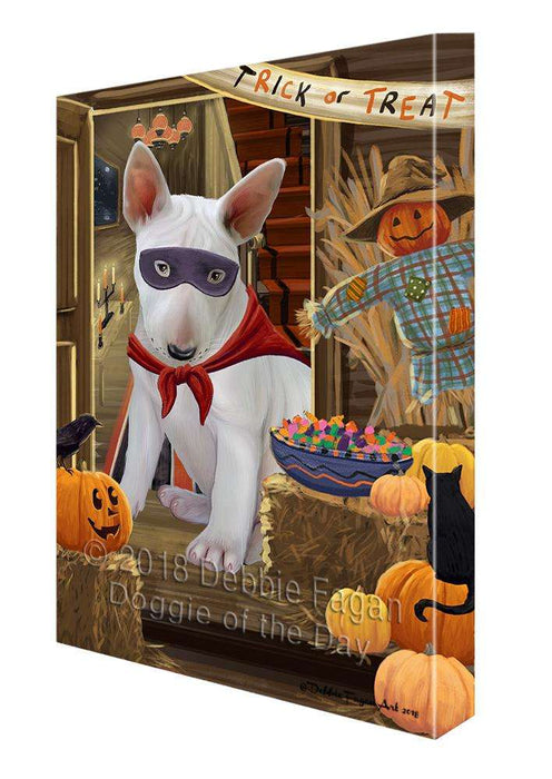 Enter at Own Risk Trick or Treat Halloween Bull Terrier Dog Canvas Print Wall Art Décor CVS95300