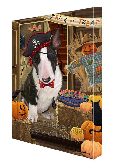 Enter at Own Risk Trick or Treat Halloween Bull Terrier Dog Canvas Print Wall Art Décor CVS95309