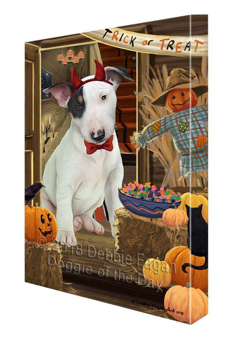 Enter at Own Risk Trick or Treat Halloween Bull Terrier Dog Canvas Print Wall Art Décor CVS95318