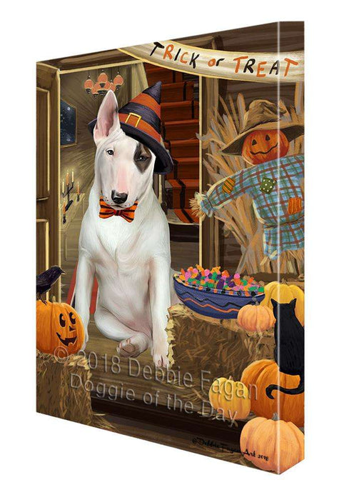Enter at Own Risk Trick or Treat Halloween Bull Terrier Dog Canvas Print Wall Art Décor CVS95327