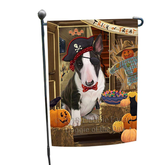 Enter at Own Risk Trick or Treat Halloween Bull Terrier Dog Garden Flag GFLG53113