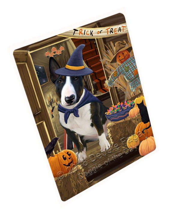 Enter At Own Risk Trick Or Treat Halloween Bull Terrier Dog Magnet Mini (3.5" x 2") MAG63591