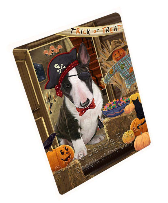 Enter At Own Risk Trick Or Treat Halloween Bull Terrier Dog Magnet Mini (3.5" x 2") MAG63597