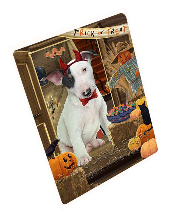 Enter At Own Risk Trick Or Treat Halloween Bull Terrier Dog Magnet Mini (3.5" x 2") MAG63600