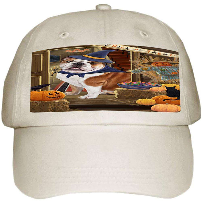 Enter at Own Risk Trick or Treat Halloween Bulldog Ball Hat Cap HAT62895