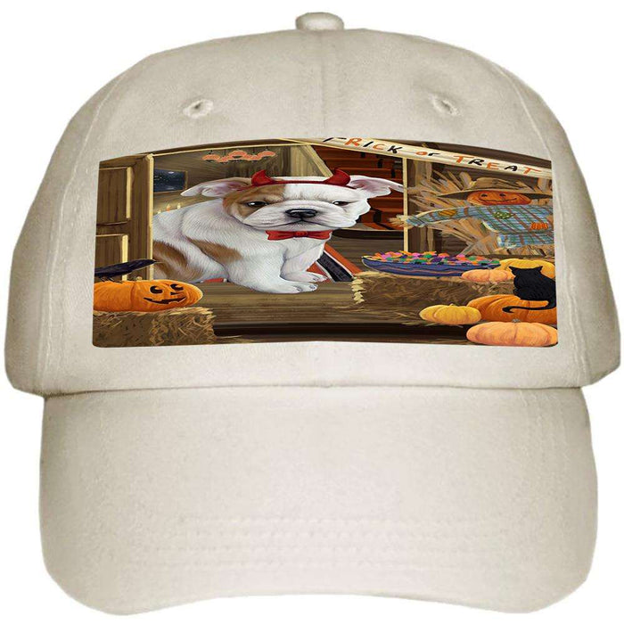 Enter at Own Risk Trick or Treat Halloween Bulldog Ball Hat Cap HAT62904