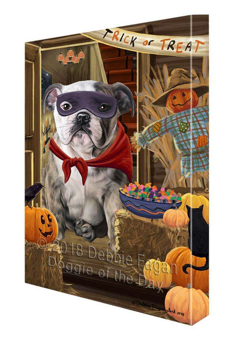 Enter at Own Risk Trick or Treat Halloween Bulldog Canvas Print Wall Art Décor CVS95345