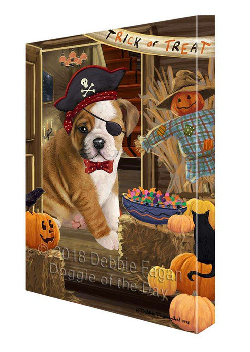 Enter at Own Risk Trick or Treat Halloween Bulldog Canvas Print Wall Art Décor CVS95354
