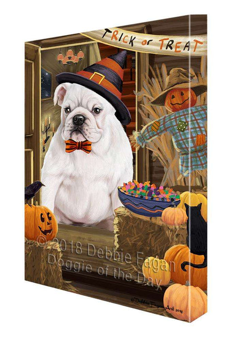 Enter at Own Risk Trick or Treat Halloween Bulldog Canvas Print Wall Art Décor CVS95372
