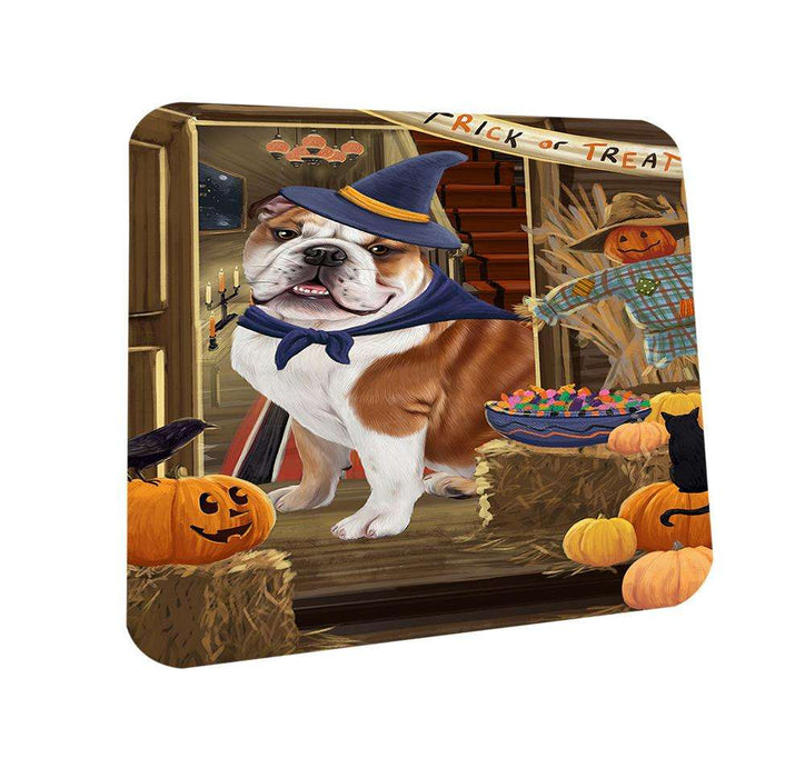 Enter at Own Risk Trick or Treat Halloween Bulldog Coasters Set of 4 CST53013