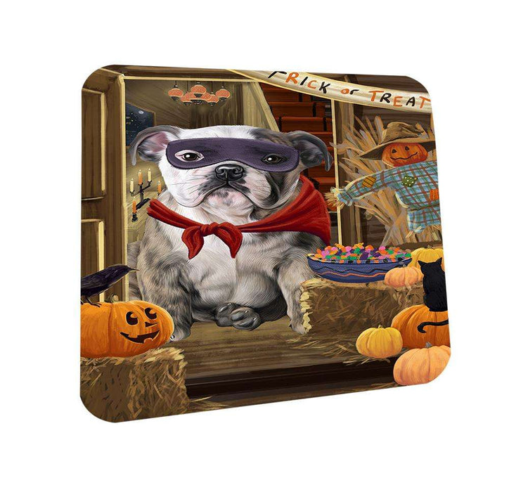 Enter at Own Risk Trick or Treat Halloween Bulldog Coasters Set of 4 CST53014