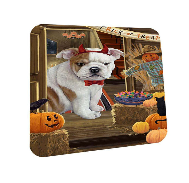 Enter at Own Risk Trick or Treat Halloween Bulldog Coasters Set of 4 CST53016