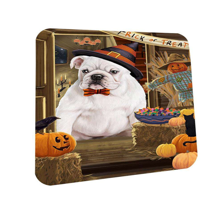 Enter at Own Risk Trick or Treat Halloween Bulldog Coasters Set of 4 CST53017