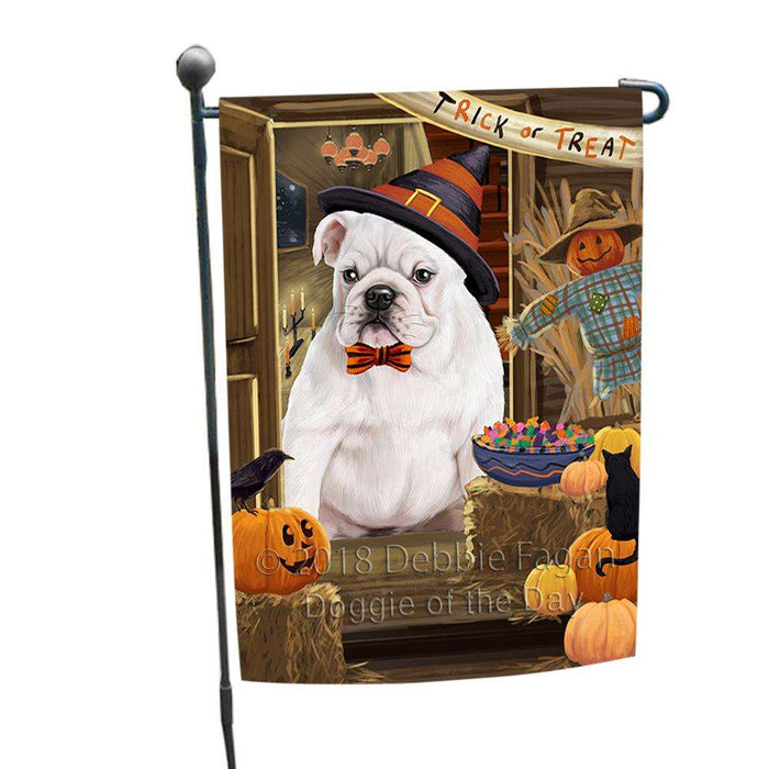 Enter at Own Risk Trick or Treat Halloween Bulldog Garden Flag GFLG53120