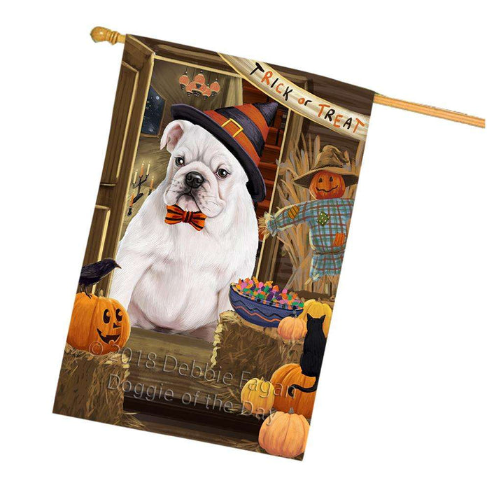 Enter at Own Risk Trick or Treat Halloween Bulldog House Flag FLG53256