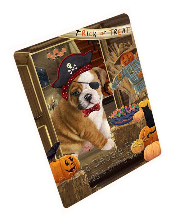 Enter At Own Risk Trick Or Treat Halloween Bulldog Magnet Mini (3.5" x 2") MAG63612