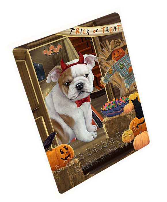 Enter At Own Risk Trick Or Treat Halloween Bulldog Magnet Mini (3.5" x 2") MAG63615