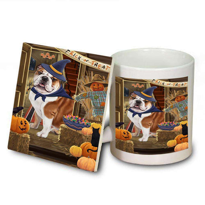 Enter at Own Risk Trick or Treat Halloween Bulldog Mug and Coaster Set MUC53046