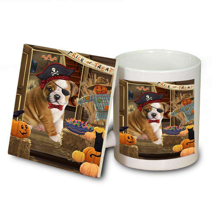 Enter at Own Risk Trick or Treat Halloween Bulldog Mug and Coaster Set MUC53048