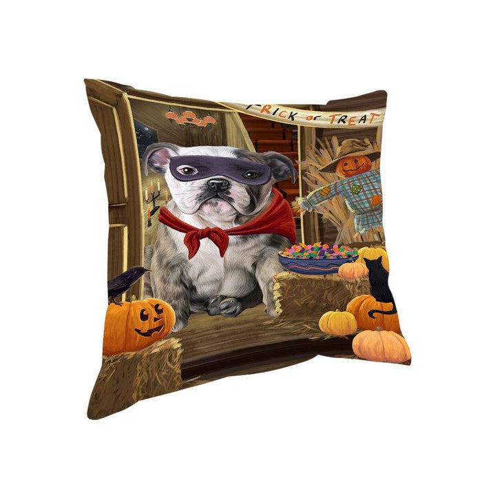 Enter at Own Risk Trick or Treat Halloween Bulldog Pillow PIL68728