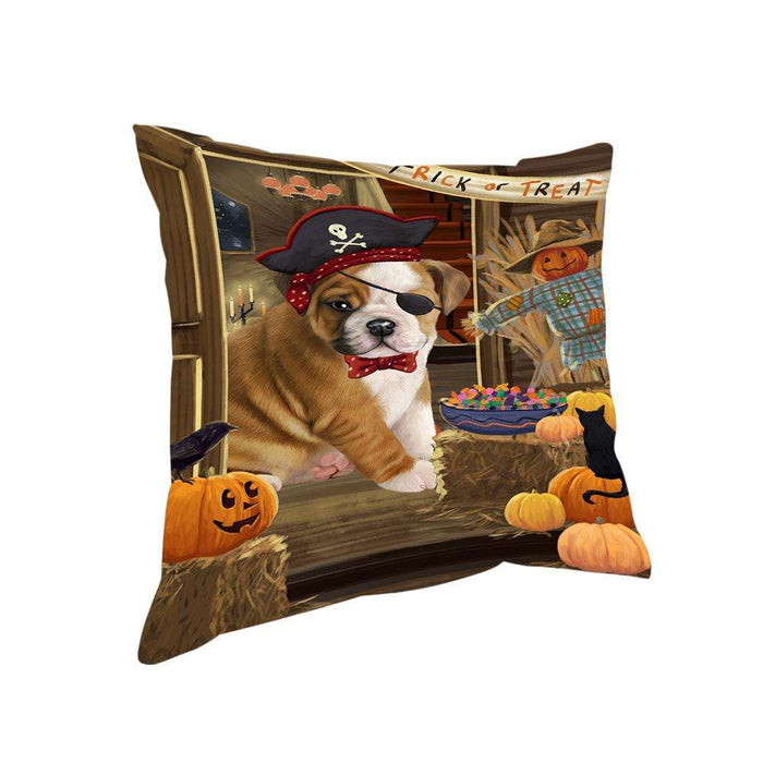 Enter at Own Risk Trick or Treat Halloween Bulldog Pillow PIL68732