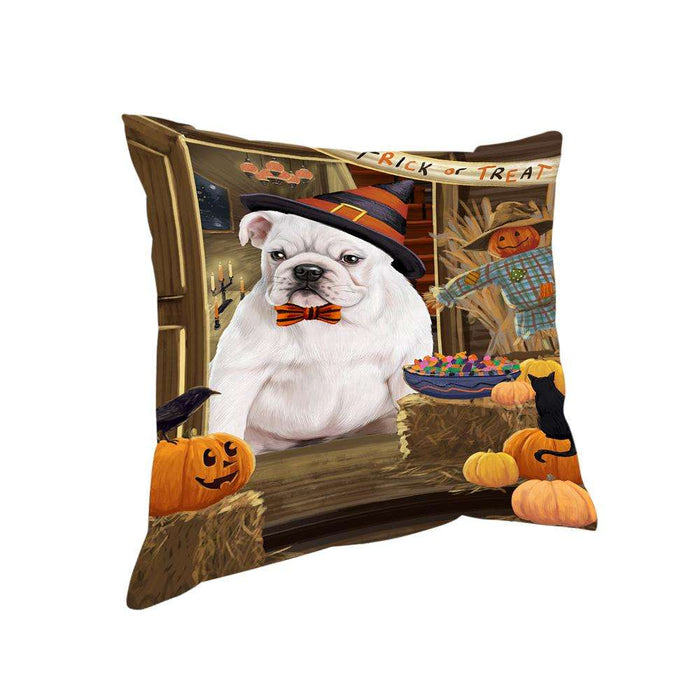 Enter at Own Risk Trick or Treat Halloween Bulldog Pillow PIL68740