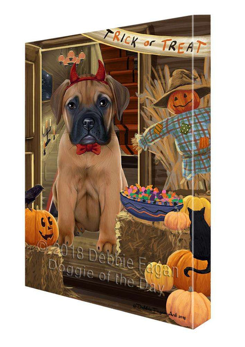 Enter at Own Risk Trick or Treat Halloween Bullmastiff Dog Canvas Print Wall Art Décor CVS95408