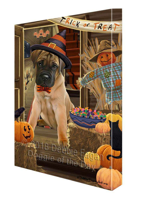 Enter at Own Risk Trick or Treat Halloween Bullmastiff Dog Canvas Print Wall Art Décor CVS95417