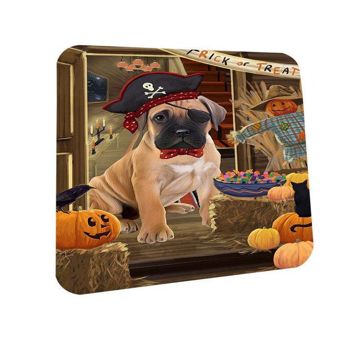 Enter at Own Risk Trick or Treat Halloween Bullmastiff Dog Coasters Set of 4 CST53020