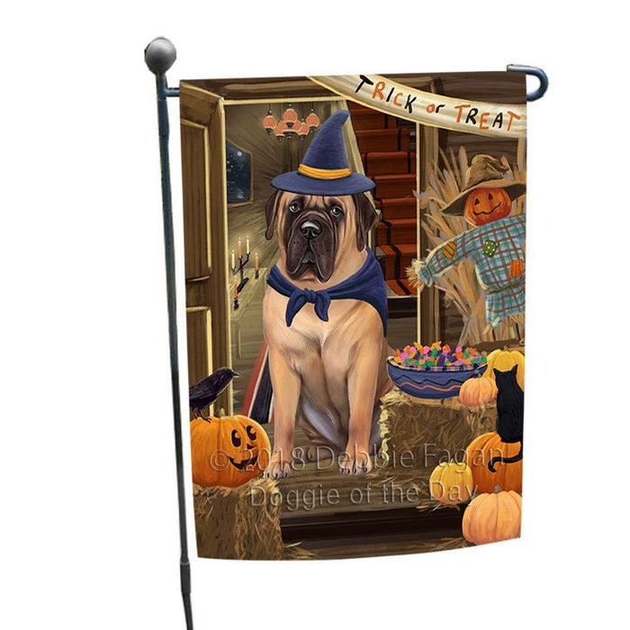 Enter at Own Risk Trick or Treat Halloween Bullmastiff Dog Garden Flag GFLG53121