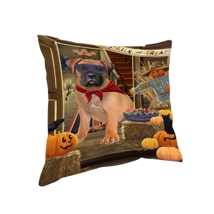 Enter at Own Risk Trick or Treat Halloween Bullmastiff Dog Pillow PIL68748