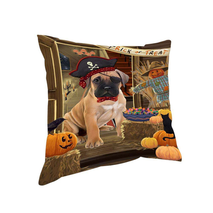 Enter at Own Risk Trick or Treat Halloween Bullmastiff Dog Pillow PIL68752