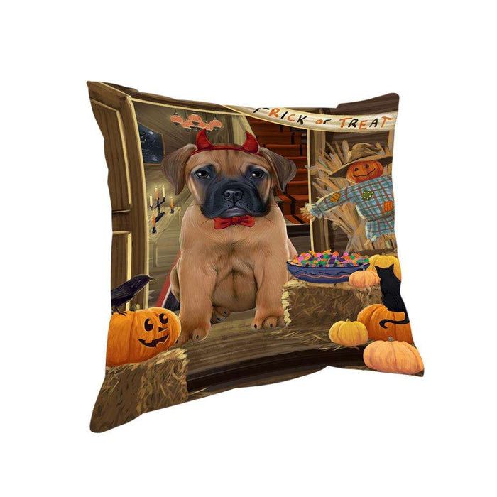 Enter at Own Risk Trick or Treat Halloween Bullmastiff Dog Pillow PIL68756