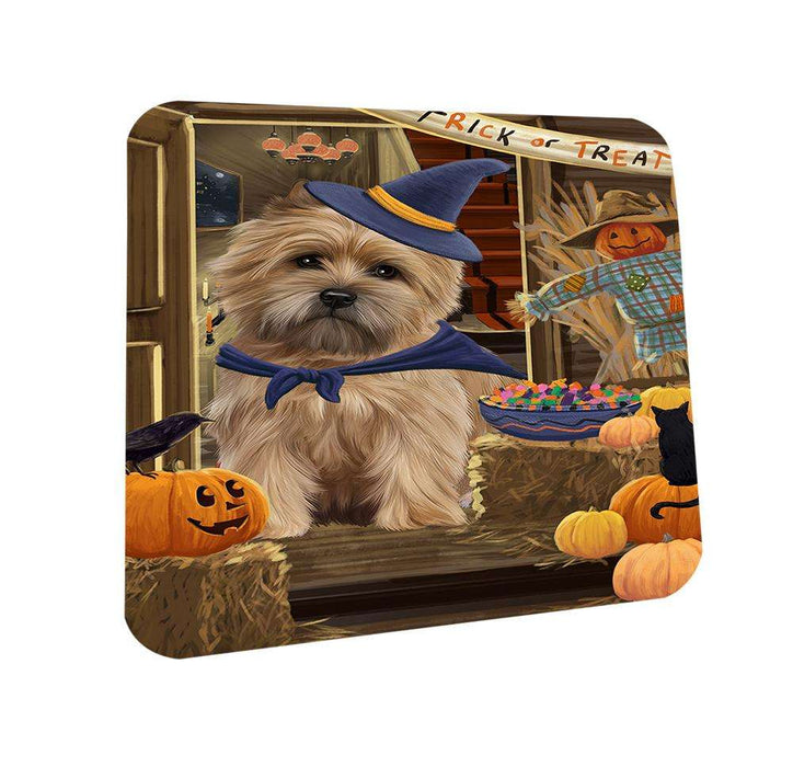 Enter at Own Risk Trick or Treat Halloween Cairn Terrier Dog Coasters Set of 4 CST53023
