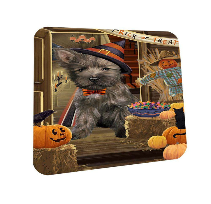 Enter at Own Risk Trick or Treat Halloween Cairn Terrier Dog Coasters Set of 4 CST53027