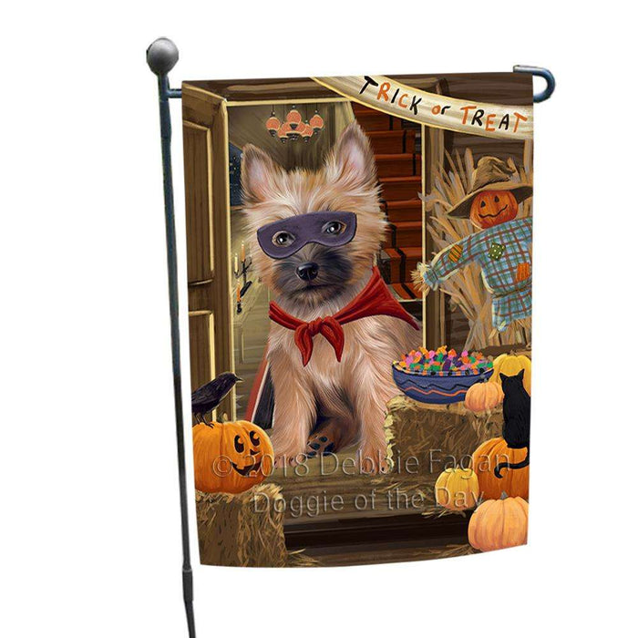 Enter at Own Risk Trick or Treat Halloween Cairn Terrier Dog Garden Flag GFLG53127