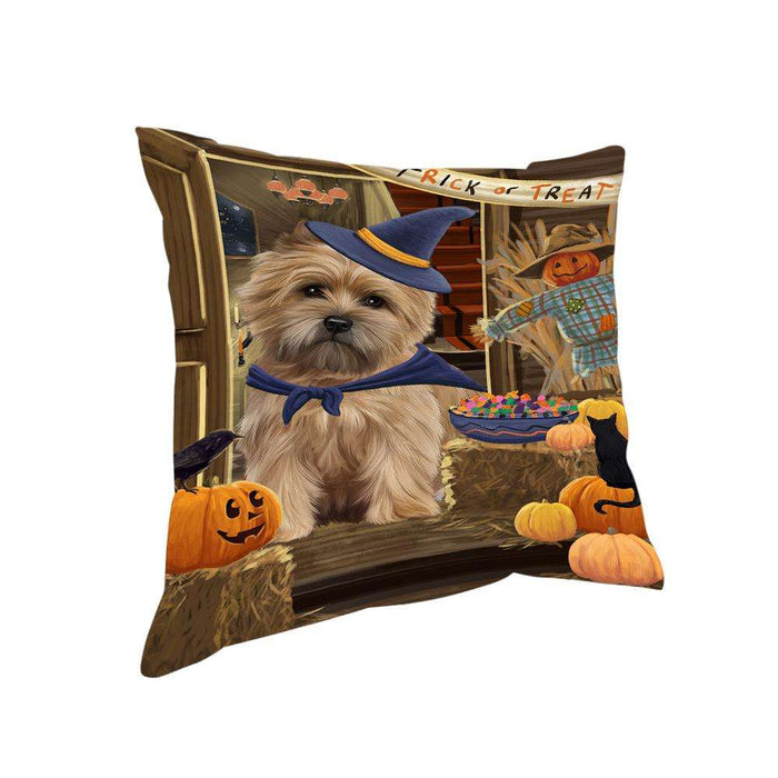 Enter at Own Risk Trick or Treat Halloween Cairn Terrier Dog Pillow PIL68764