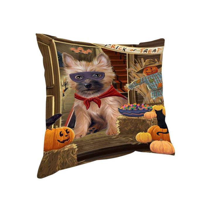 Enter at Own Risk Trick or Treat Halloween Cairn Terrier Dog Pillow PIL68768