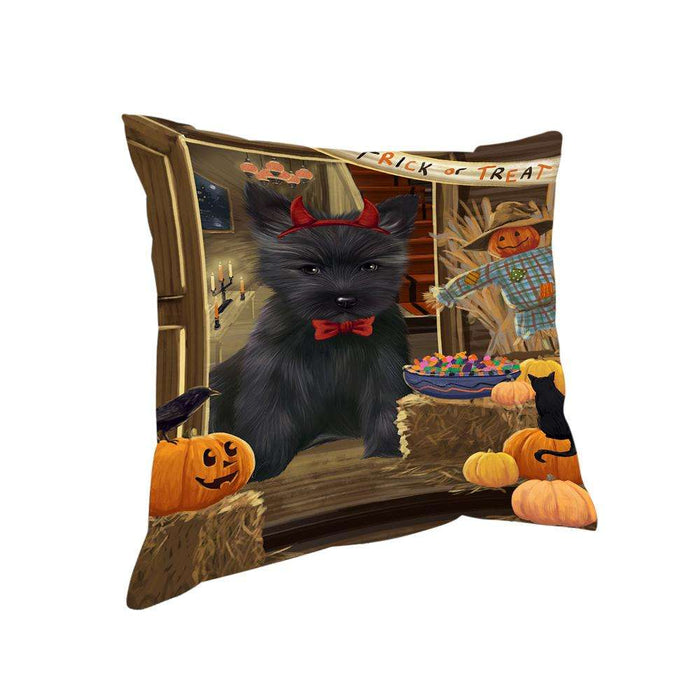 Enter at Own Risk Trick or Treat Halloween Cairn Terrier Dog Pillow PIL68776