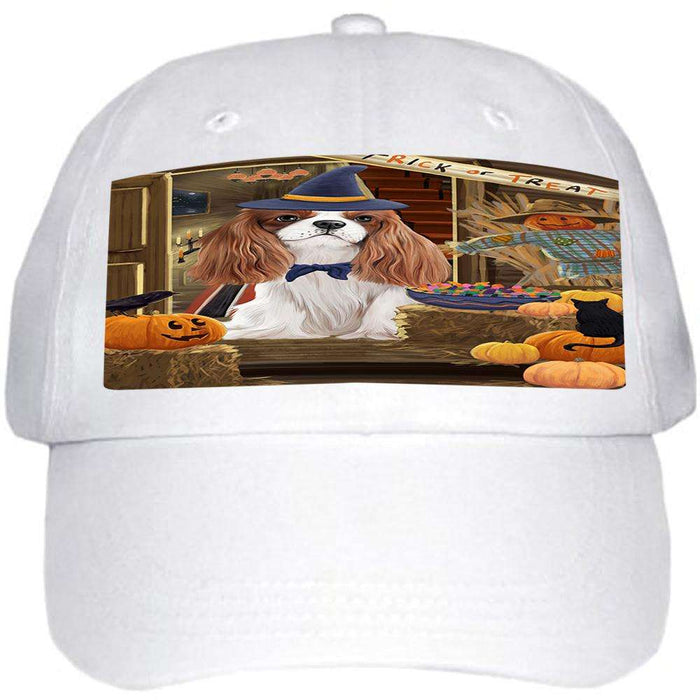 Enter at Own Risk Trick or Treat Halloween Cavalier King Charles Spaniel Dog Ball Hat Cap HAT62940