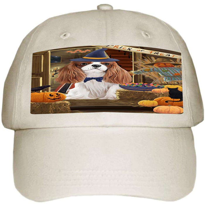 Enter at Own Risk Trick or Treat Halloween Cavalier King Charles Spaniel Dog Ball Hat Cap HAT62940