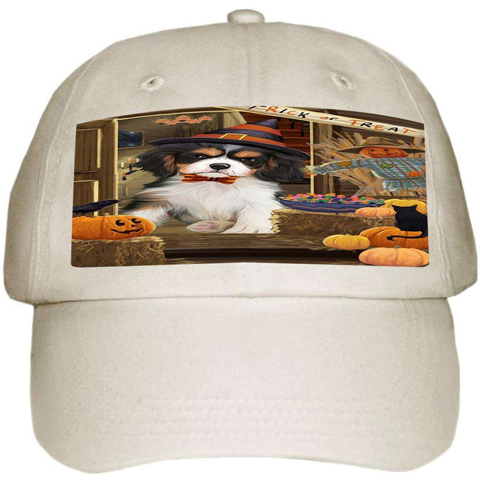 Enter at Own Risk Trick or Treat Halloween Cavalier King Charles Spaniel Dog Ball Hat Cap HAT62952