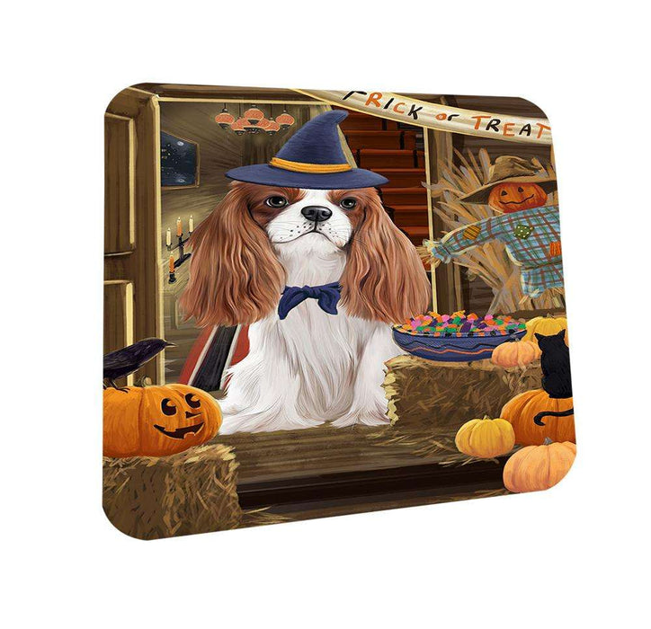 Enter at Own Risk Trick or Treat Halloween Cavalier King Charles Spaniel Dog Coasters Set of 4 CST53028